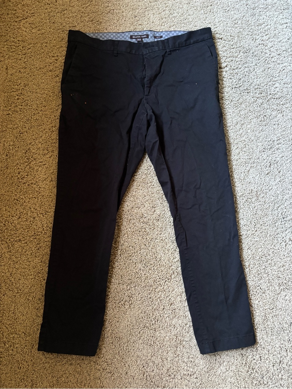 Michael Kors Black Slim Dress Pants with Branded Waistband